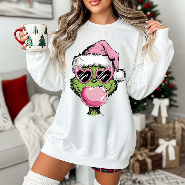 GRNCH Pink Bubble White Unisex Sweatshirt