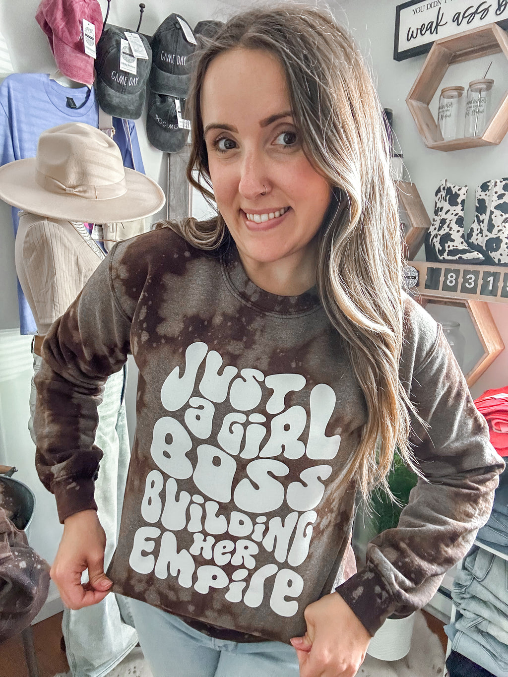 GIRL BOSS EMPIRE SMALL ACID WASH UNISEX SWEATSHIRT