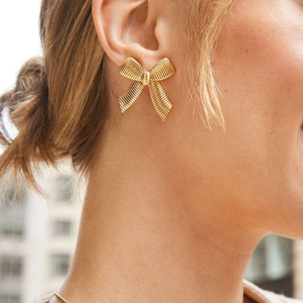 The London Stainless Steel Bow Tie Studs