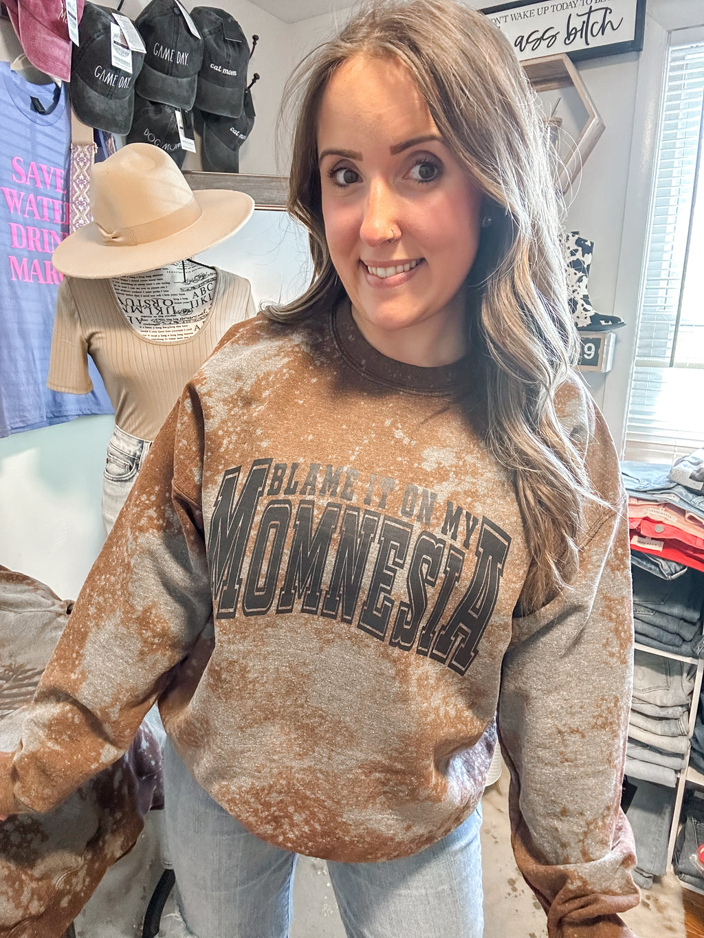 BLAME IT ON MOMNESIA XLARGE ACID WASH UNISEX SWEATSHIRT