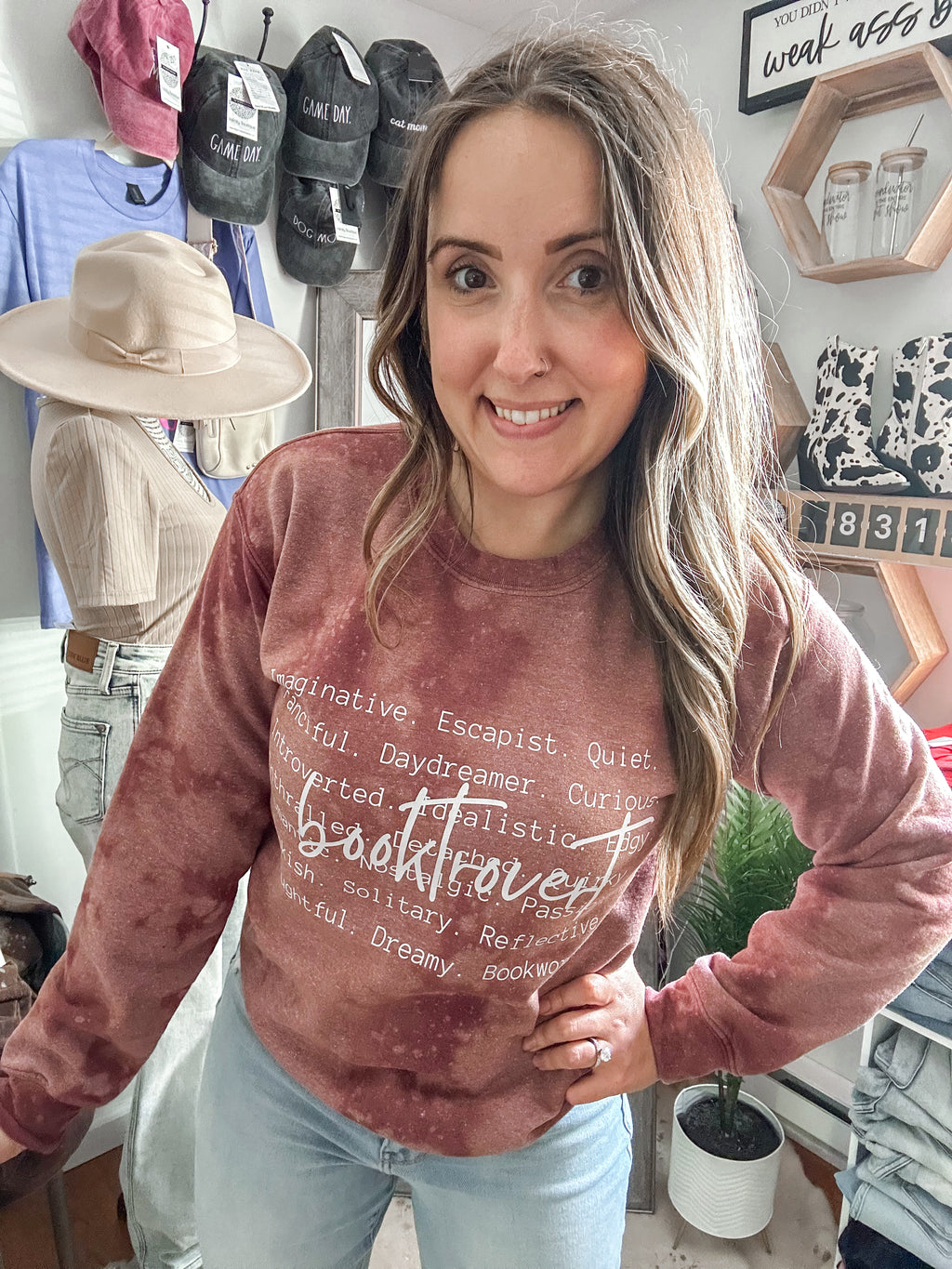 BOOKTROVERT SMALL ACID WASH UNISEX SWEATSHIRT