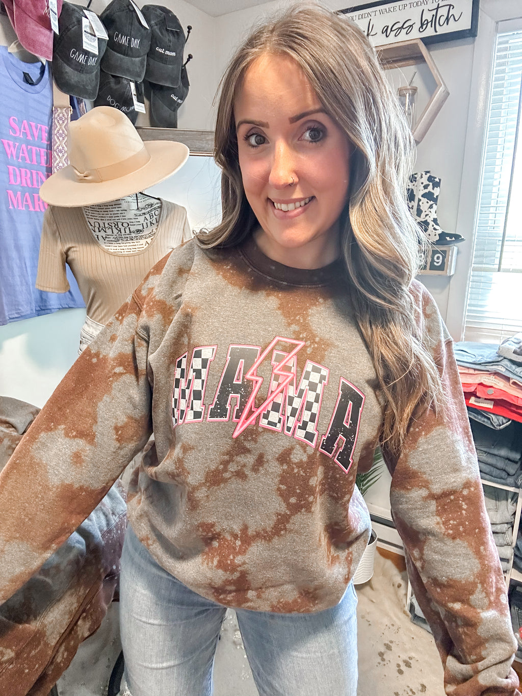 MAMA BOLT LARGE ACID WASH UNISEX SWEATSHIRT