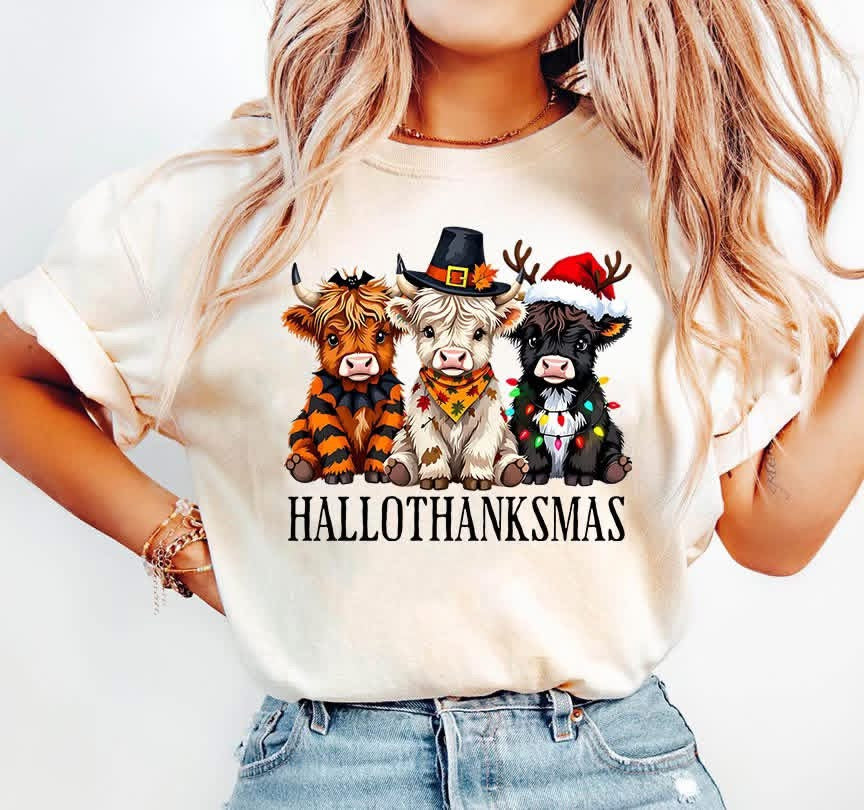 Hallothanksmas Tan Unisex Cotton T-Shirt