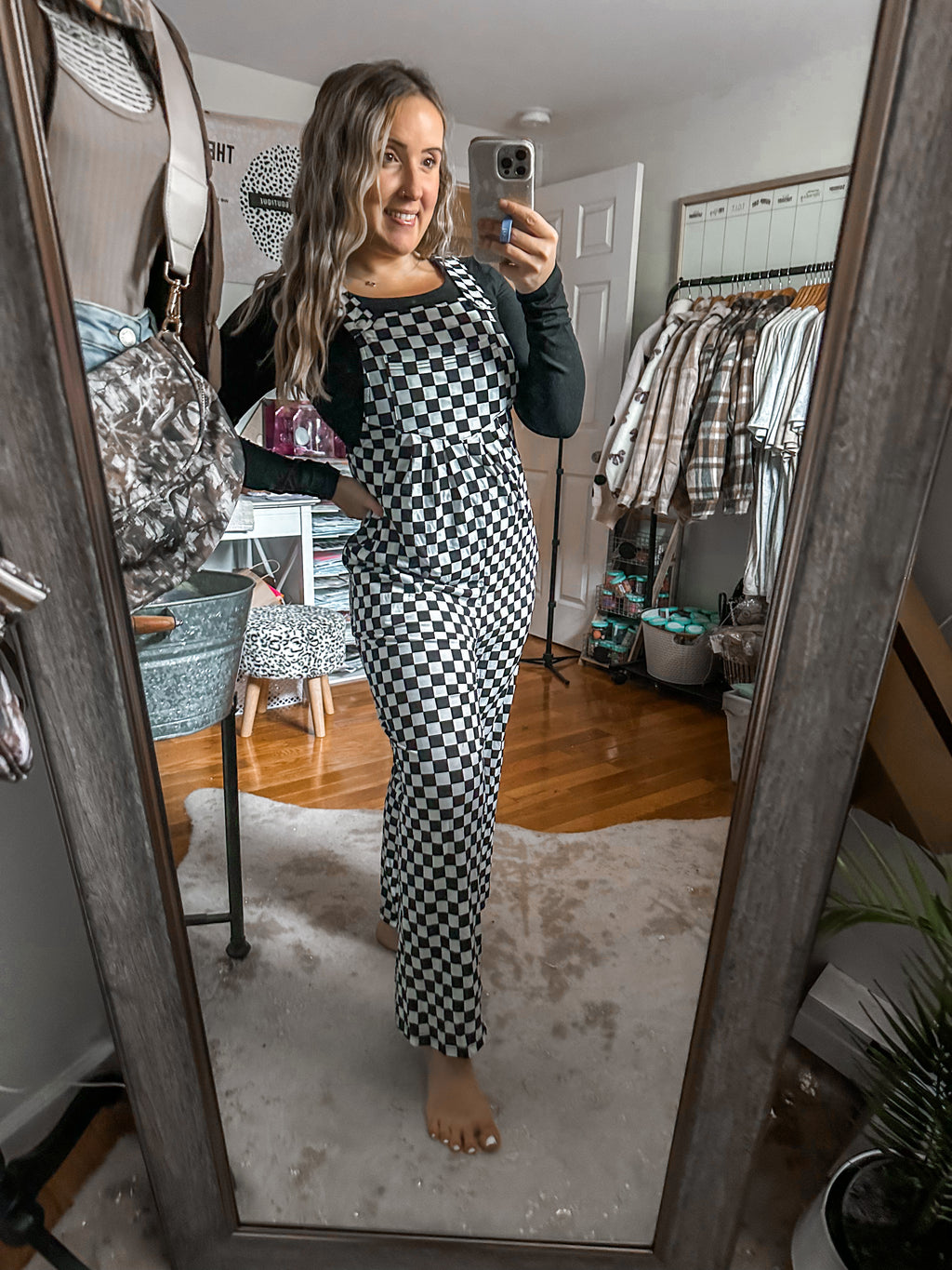 Vacation Escape Black Plaid Wide Leg Jumpsuit