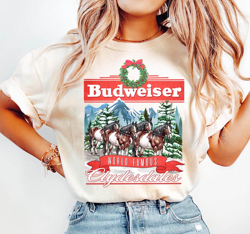 Bud Clydesdales Tan Unisex Cotton T-Shirt