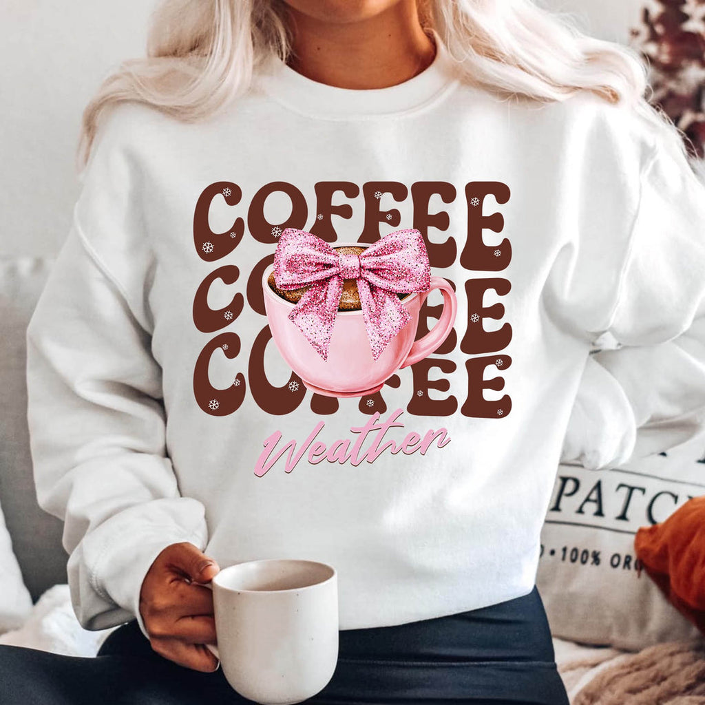 Coffee Weather White Unisex Sweatshirt