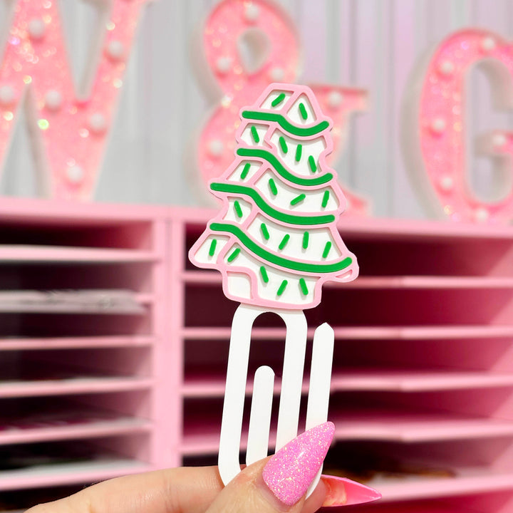 Christmas Cake Pink Bookmark