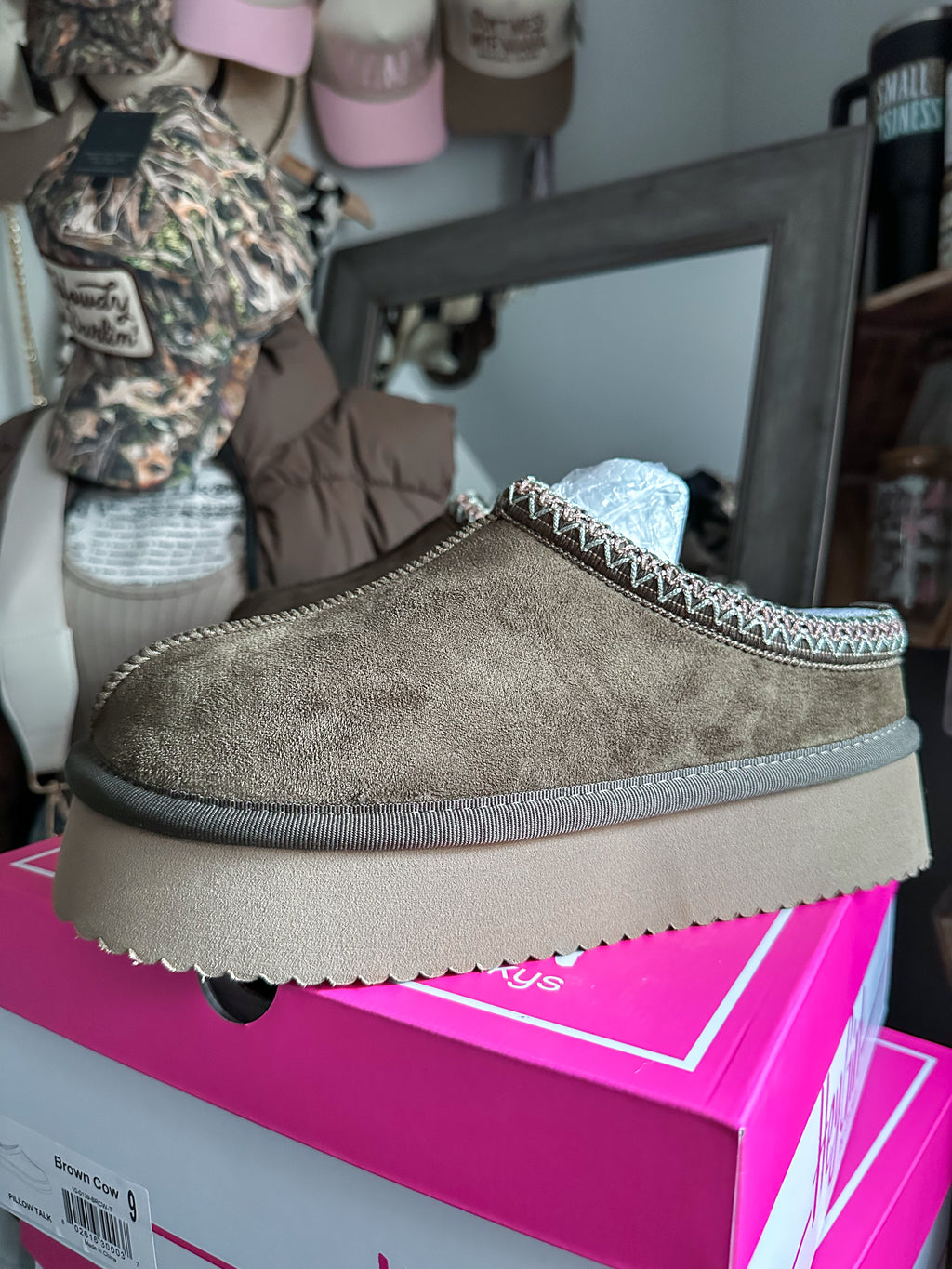 The Pillow Talk Platform Khaki Faux Suede Corkys Slip On Shoes