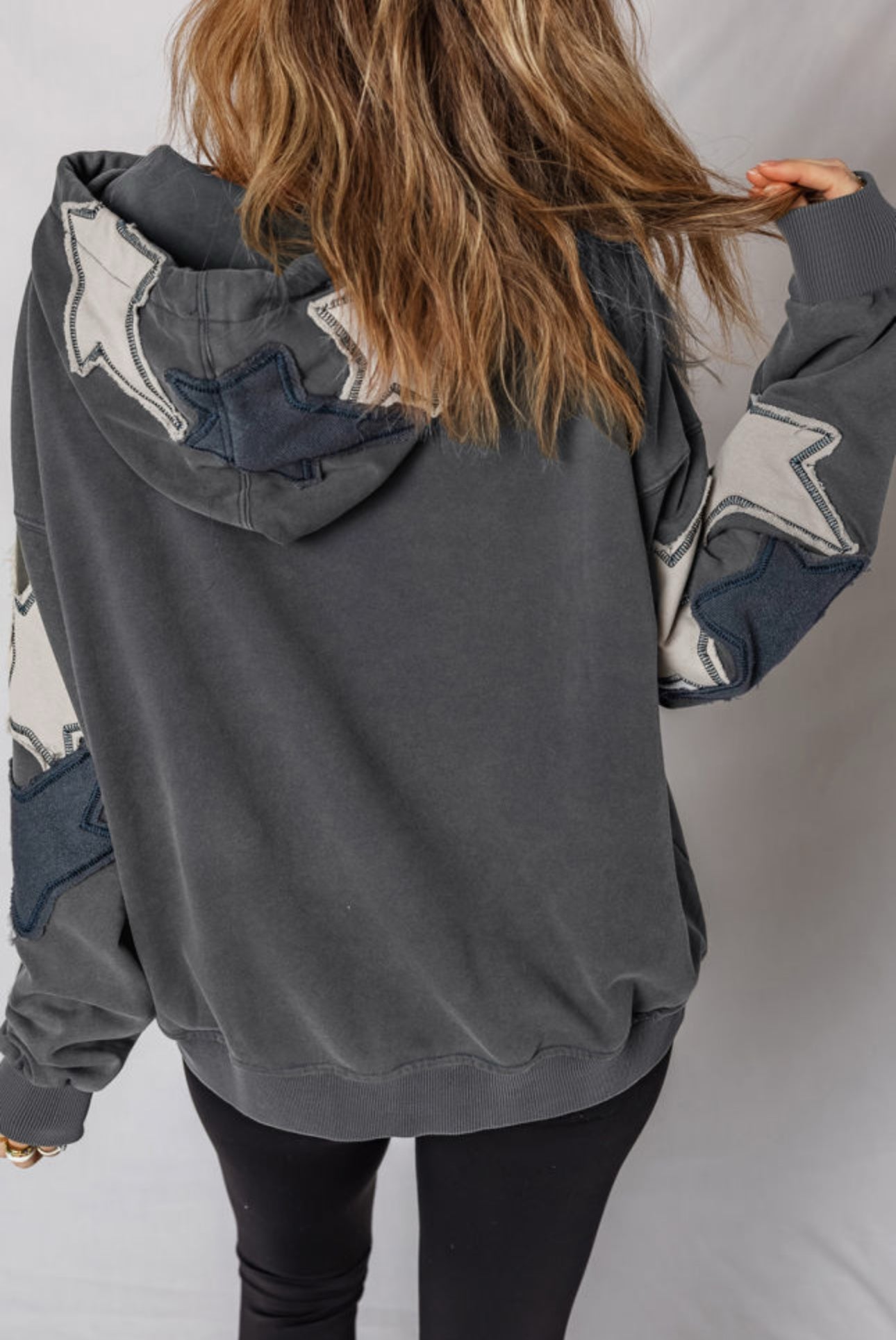 Reach For The Stars Mineral Wash Patchwork Hoodie