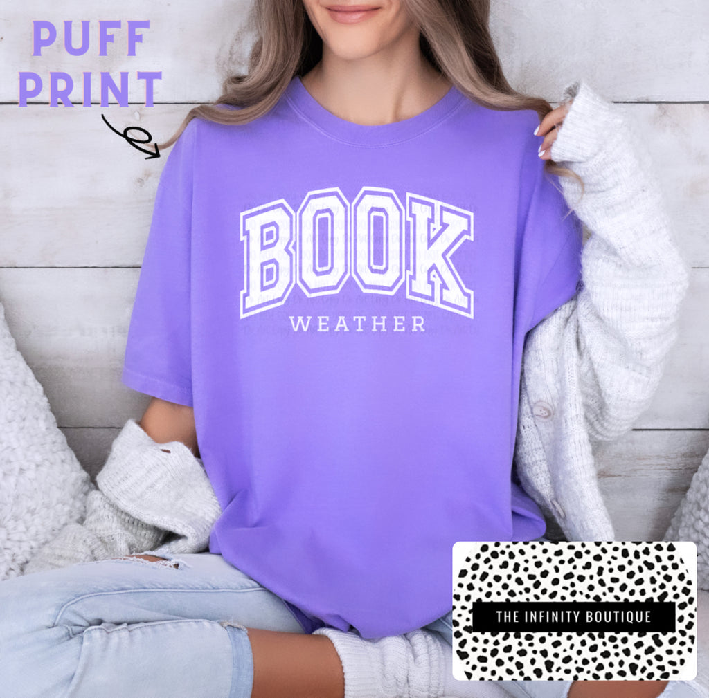 Book Weather PUFF PRINT Unisex Cotton T-Shirt