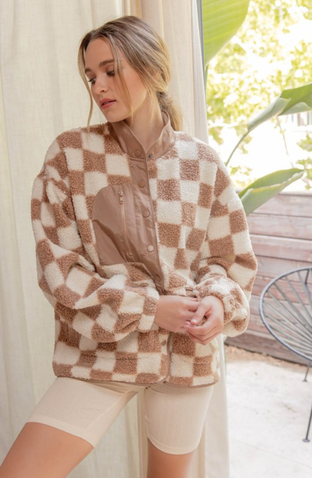 Warm Me Up Taupe Plaid Fleece Jacket