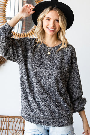 Give Your Best Heather Gray Long Sleeve Knit Top