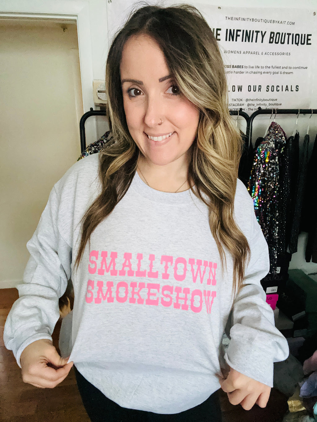 Smalltown Smokeshow Full Size UNISEX Fleece Sweatshirt