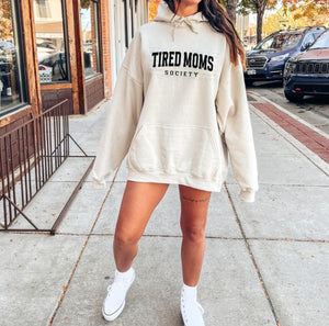 Tired Moms Society Sand Full Size UNISEX Fleece Hoodie