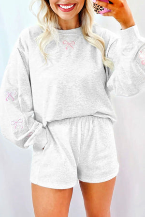 Just A Girl Bow Detailed 2PC Lounge Set