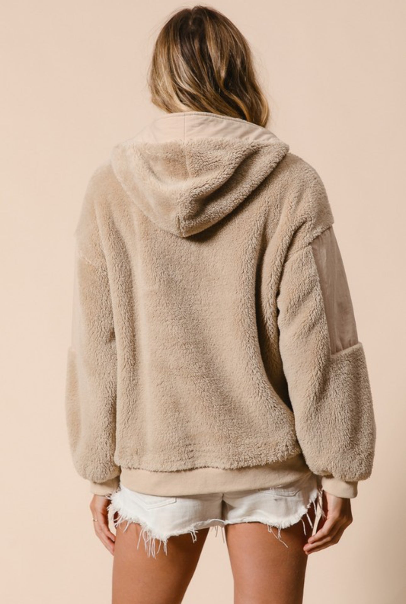 The Cozy Up Beige Fleece Hooded Shacket