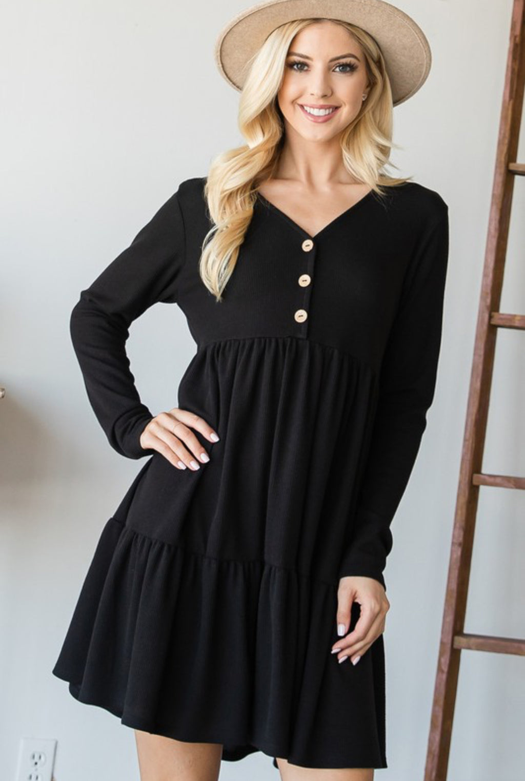 The Evelyn Black Tiered Babydoll Dress