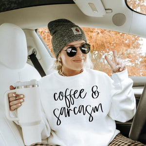 Coffee & Sarcasm White Unisex Sweatshirt