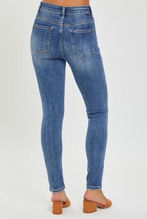 The Genevieve Mid Rise Ankle Skinny Risen Denim Jeans