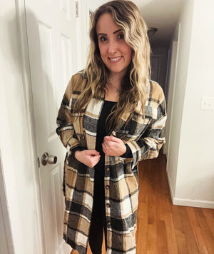 Rayleigh Brown Plaid Coat Shacket