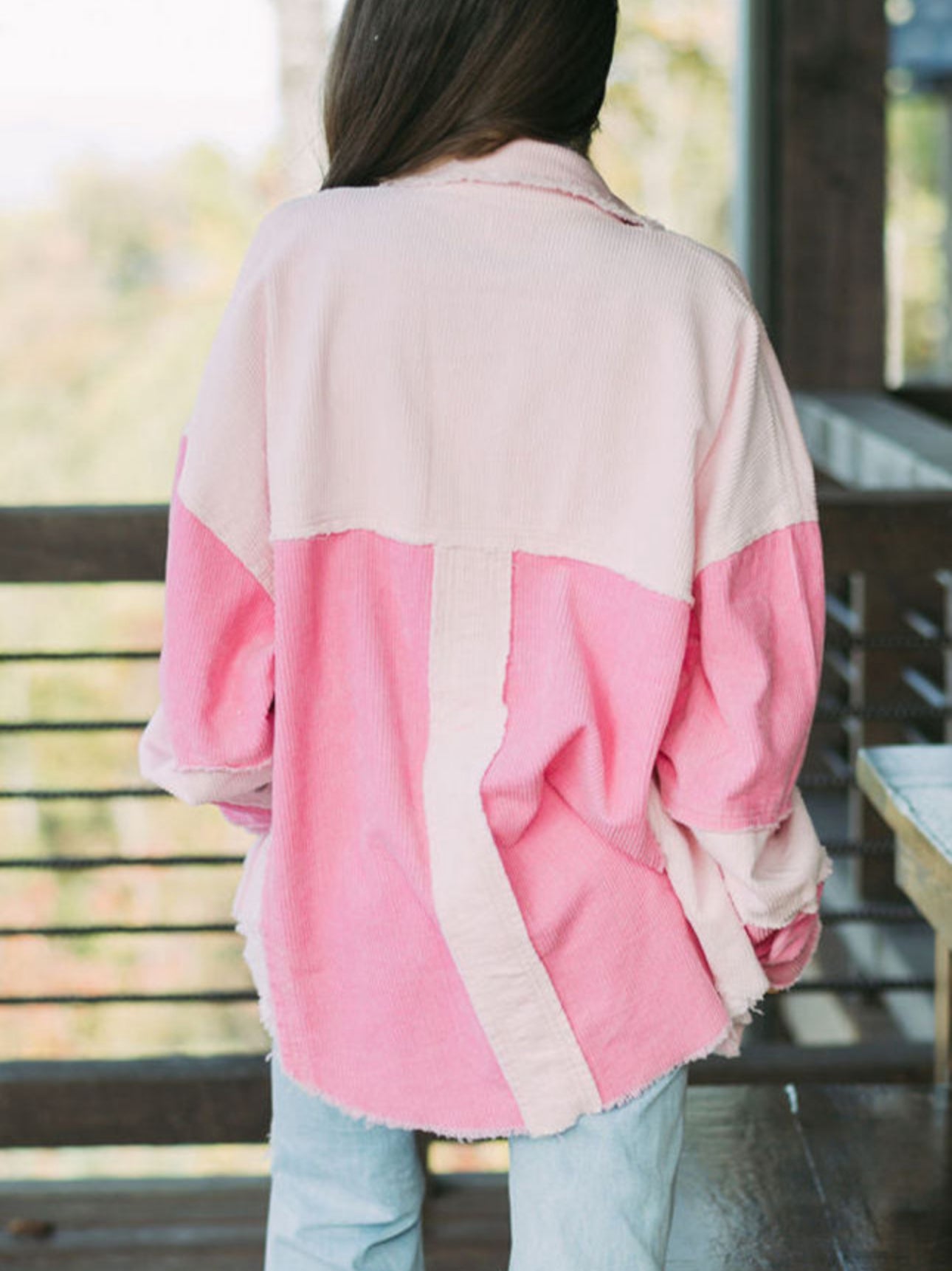 PREORDER Need Me More Pink Corduroy Raw Hem Shacket