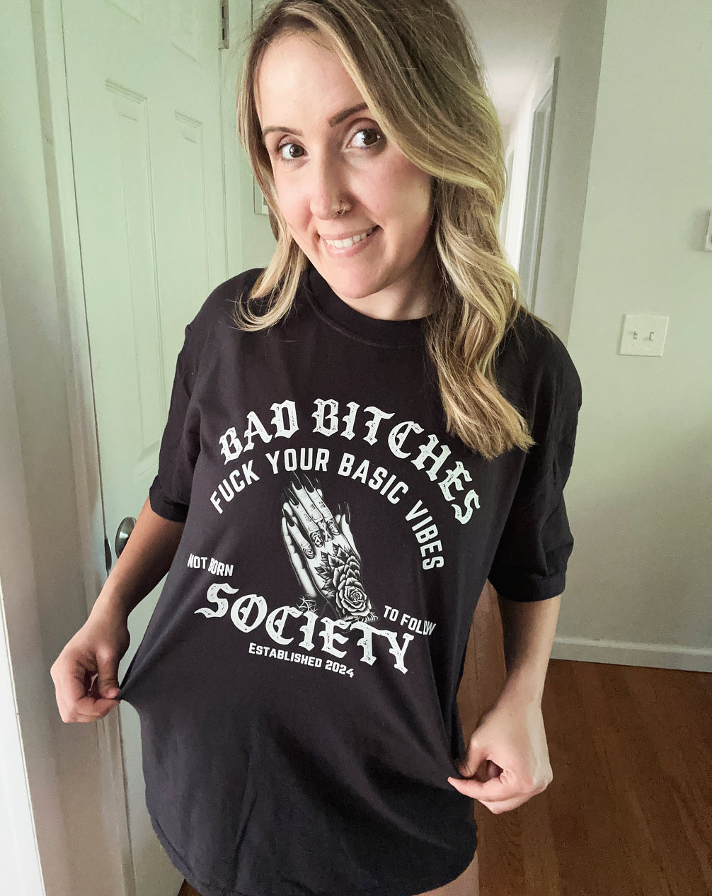 Bad Bitches Society Black Cotton T-Shirt