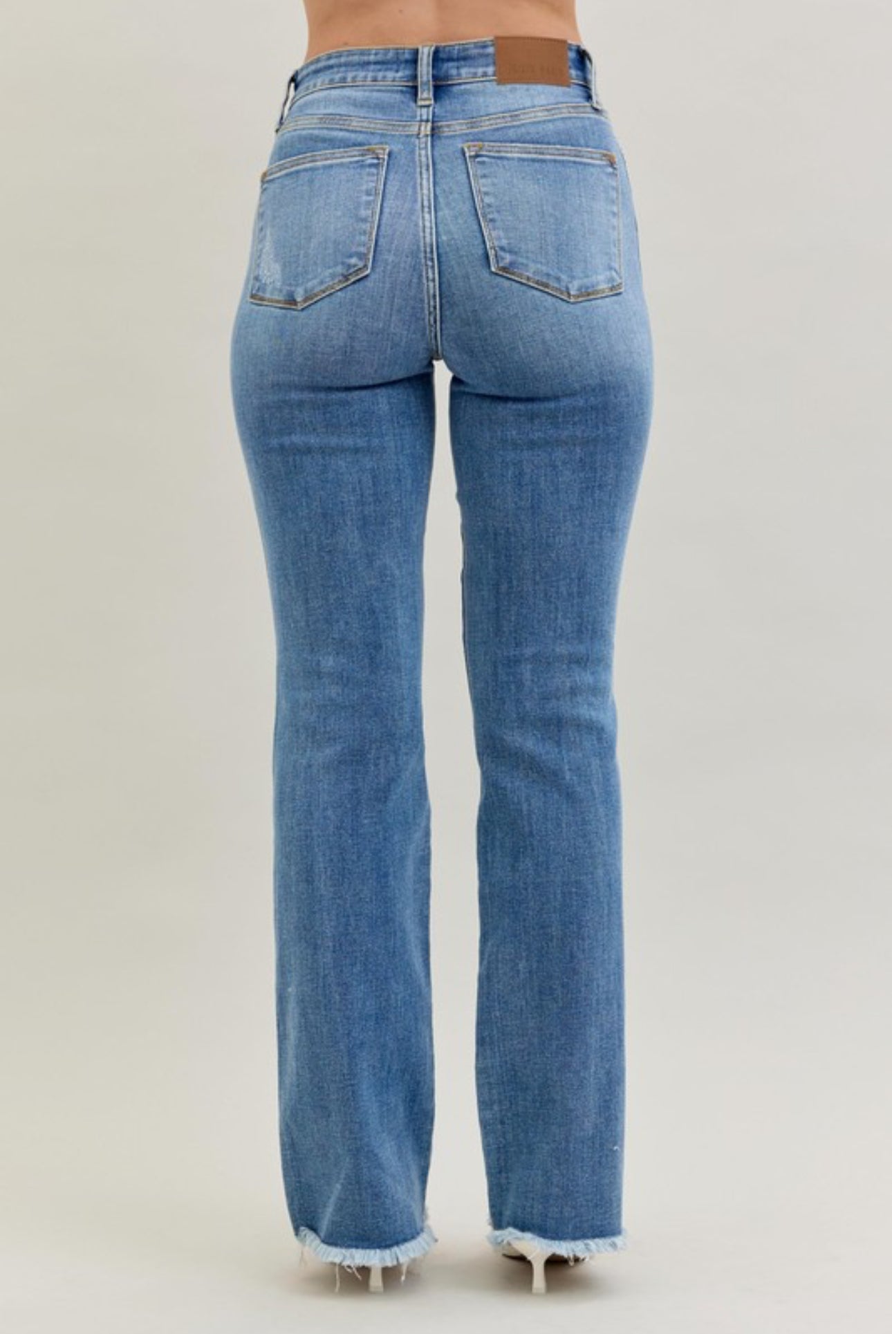 Dream Chaser Judy Blue High Rise Fray Hem Bootcut Denim