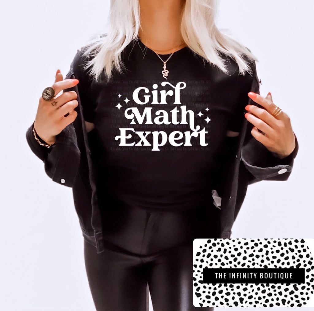 Girl Math Expert Black Unisex Cotton T-Shirt