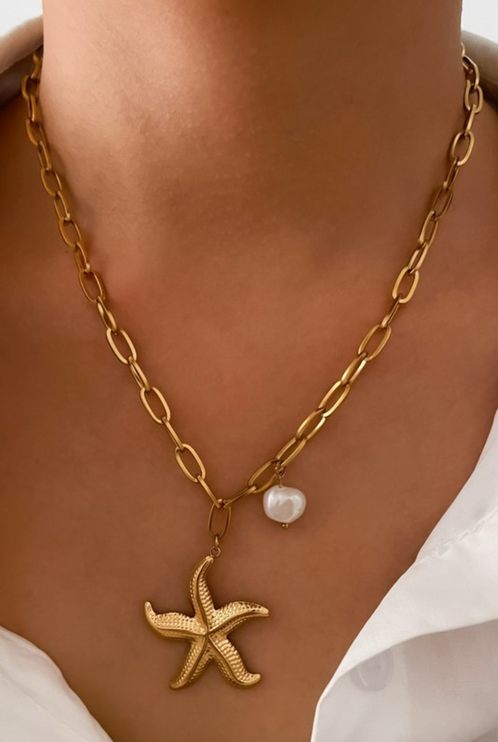 By The Sea Gold Plated Stainless Steel Necklace