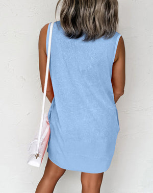 Cooler Days Baby Blue Mineral Wash Mini Dress