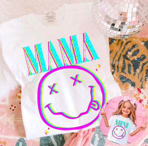 Mama Neon Retro White Unisex T Shirt