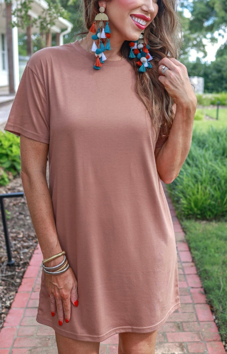 The Bailey Mocha Basic T-Shirt Dress