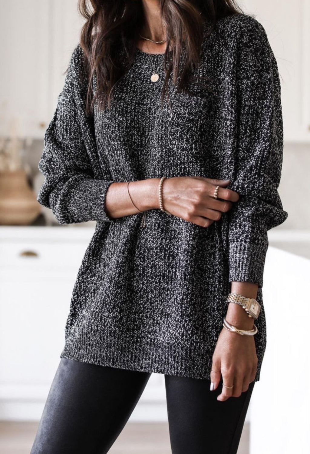 PREORDER The Anya Black Speckled Knit Sweater