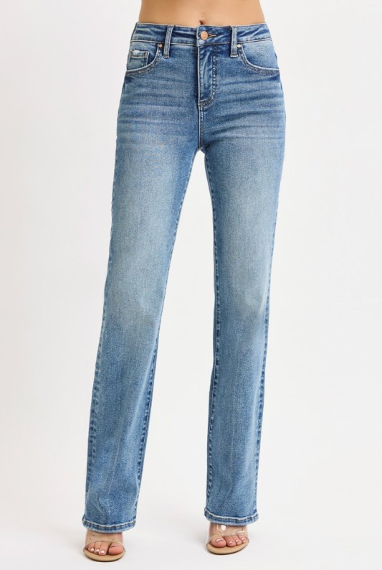 Toxic Traits Risen High Rise Tummy Control Straight Leg Denim Jeans