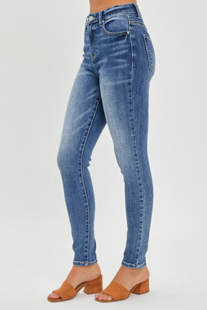 The Genevieve Mid Rise Ankle Skinny Risen Denim Jeans