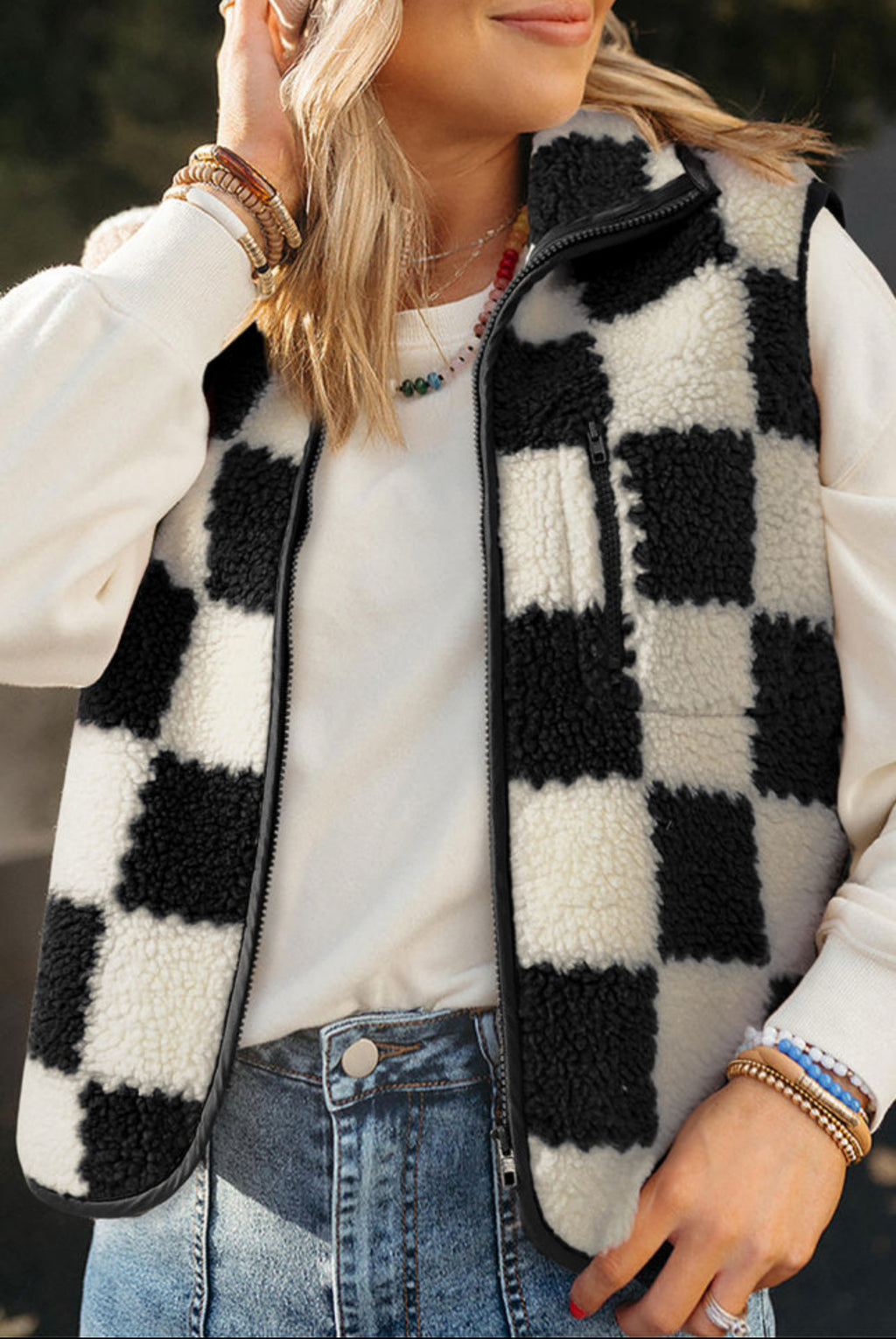 Gossip Girl Black Sherpa Vest