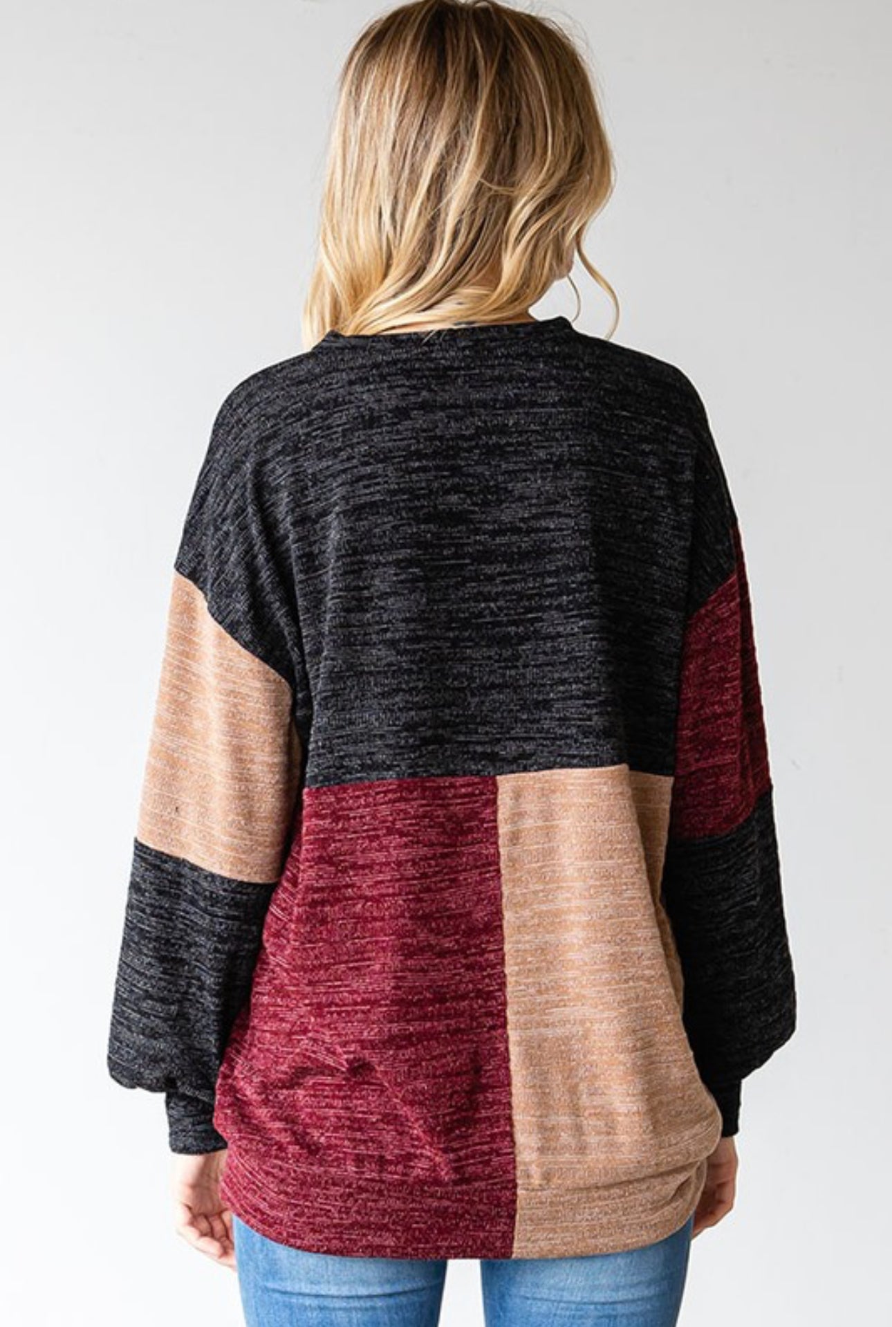 The Harding Color Block Ribbed Knit Long Sleeve Top