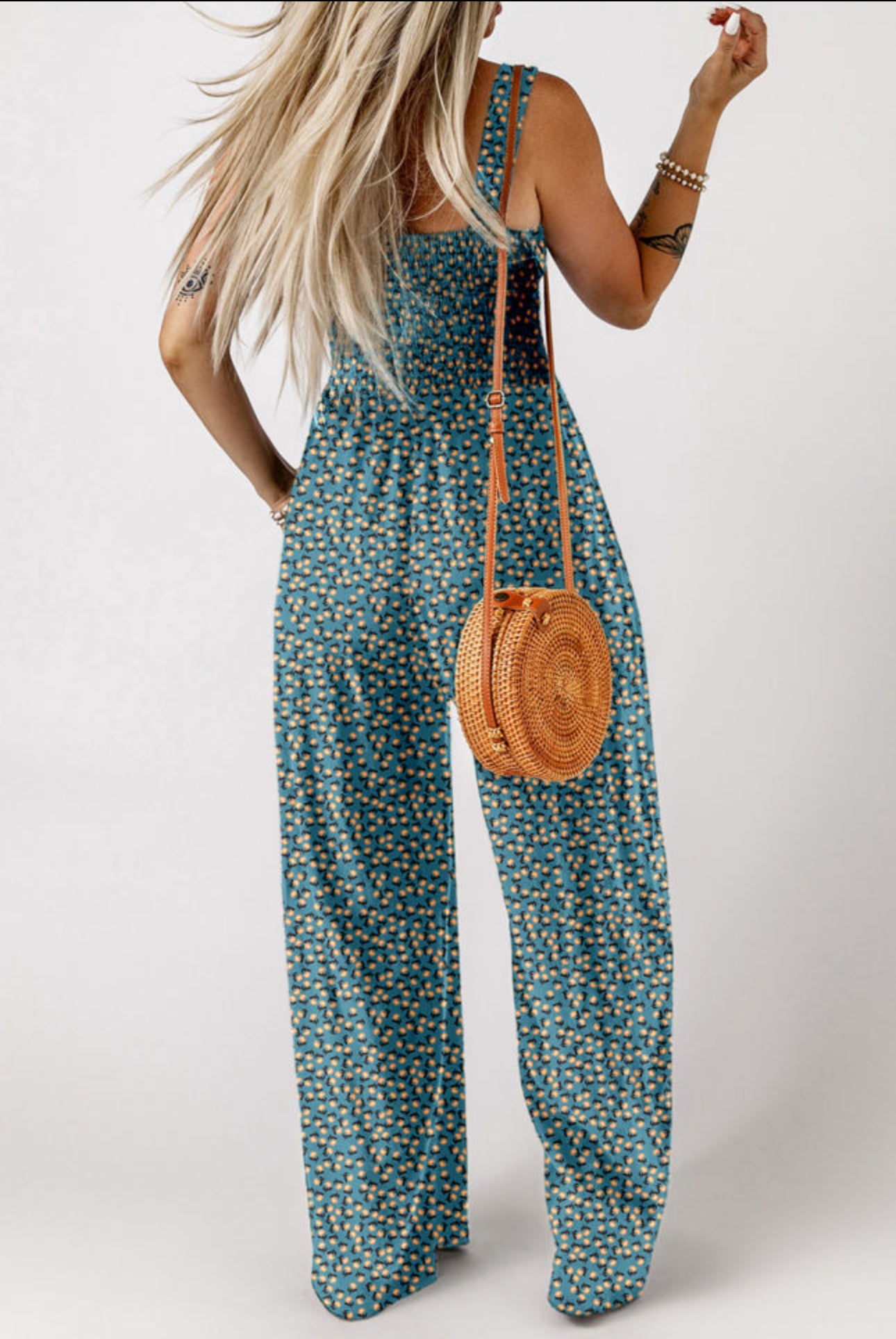 By The Bay Floral Smocked Jumpsuit