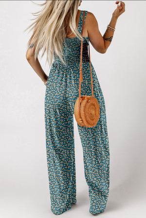 By The Bay Floral Smocked Jumpsuit