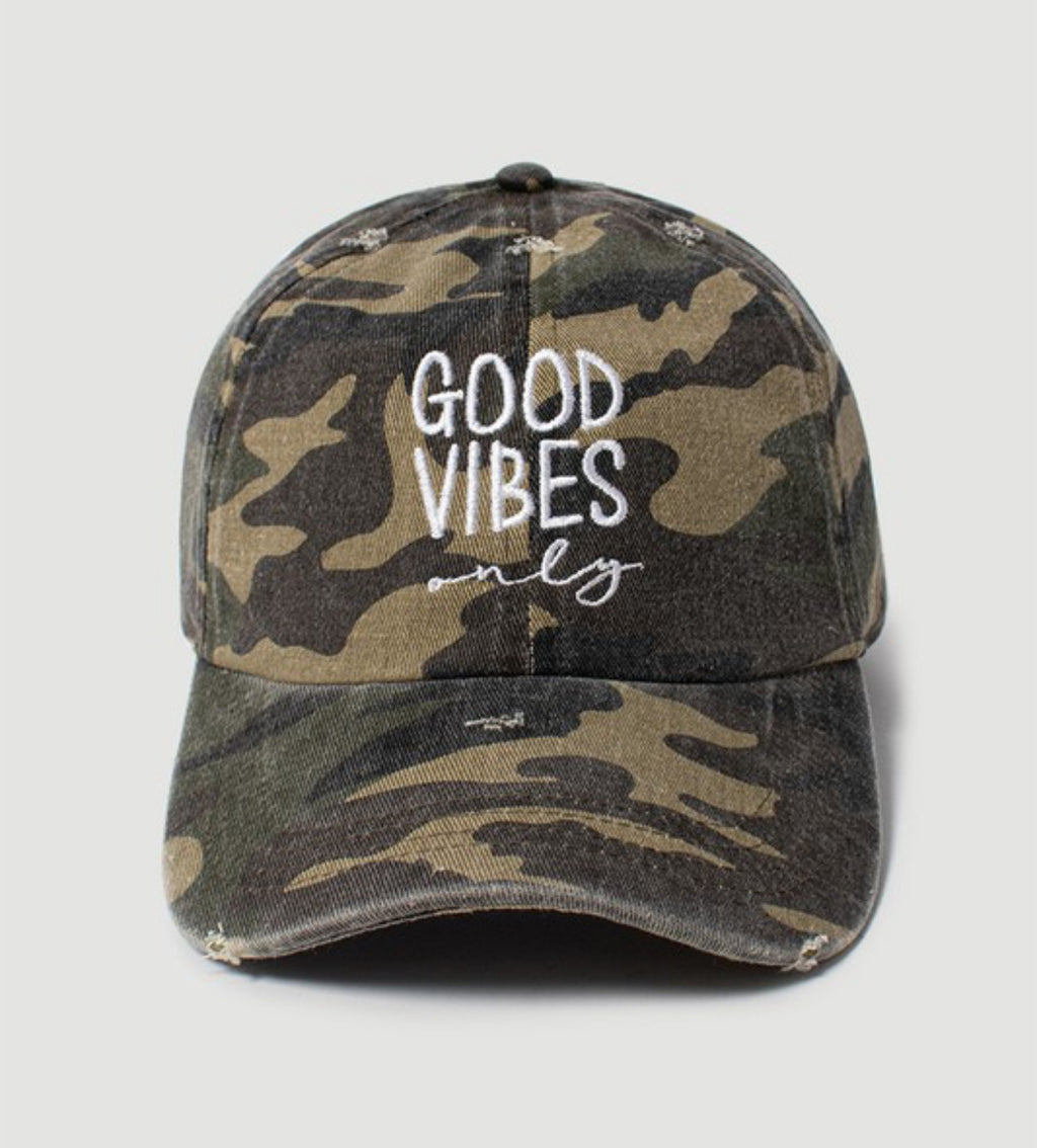 Good Vibes Only Camo Baseball Hat