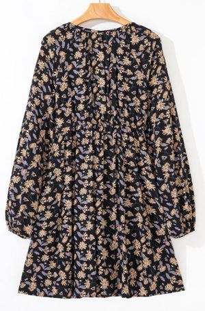 The Midnight Bloom Smocked Babydoll Floral Dress