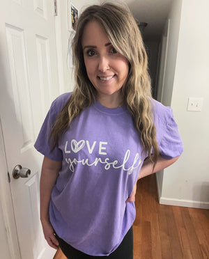 Love Yourself Purple Unisex Cotton T-Shirt