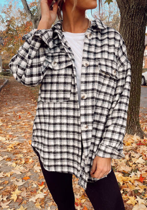 PREORDER Hold On Tight Black & White Plaid Shacket