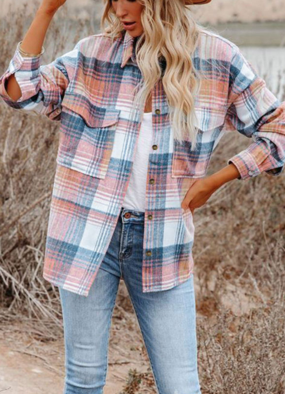 PREORDER The Along The Line Pink Plaid Shacket