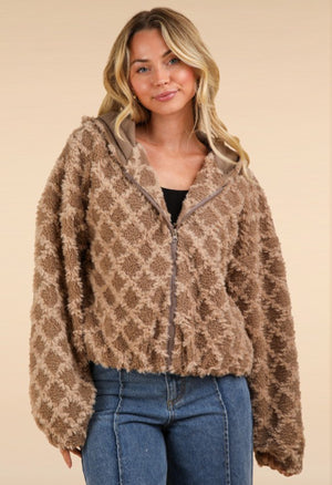 The Teddi Mocha Oversized Fuzzy Textured Jacket