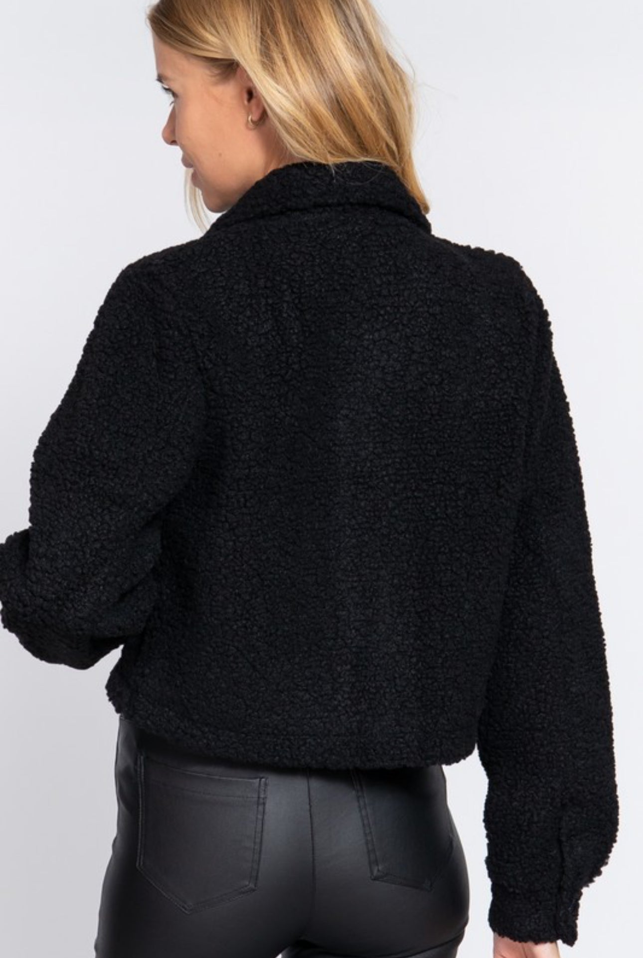 Line Me Up Black Sherpa Jacket