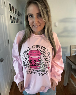 ESC Emotional Support Coffee Pink Unisex Graphic Sweatshirt
