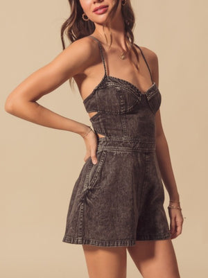 The Renegade Charcoal Open Back Romper