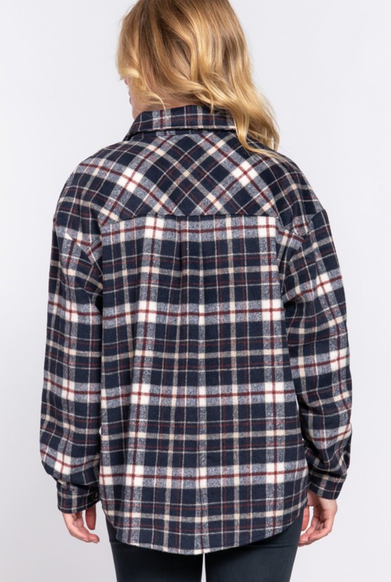 All The Hype Suede Pocket Detailed Plaid Shacket