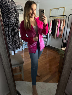 Show Stopper Sterling Pink Velvet Blazer